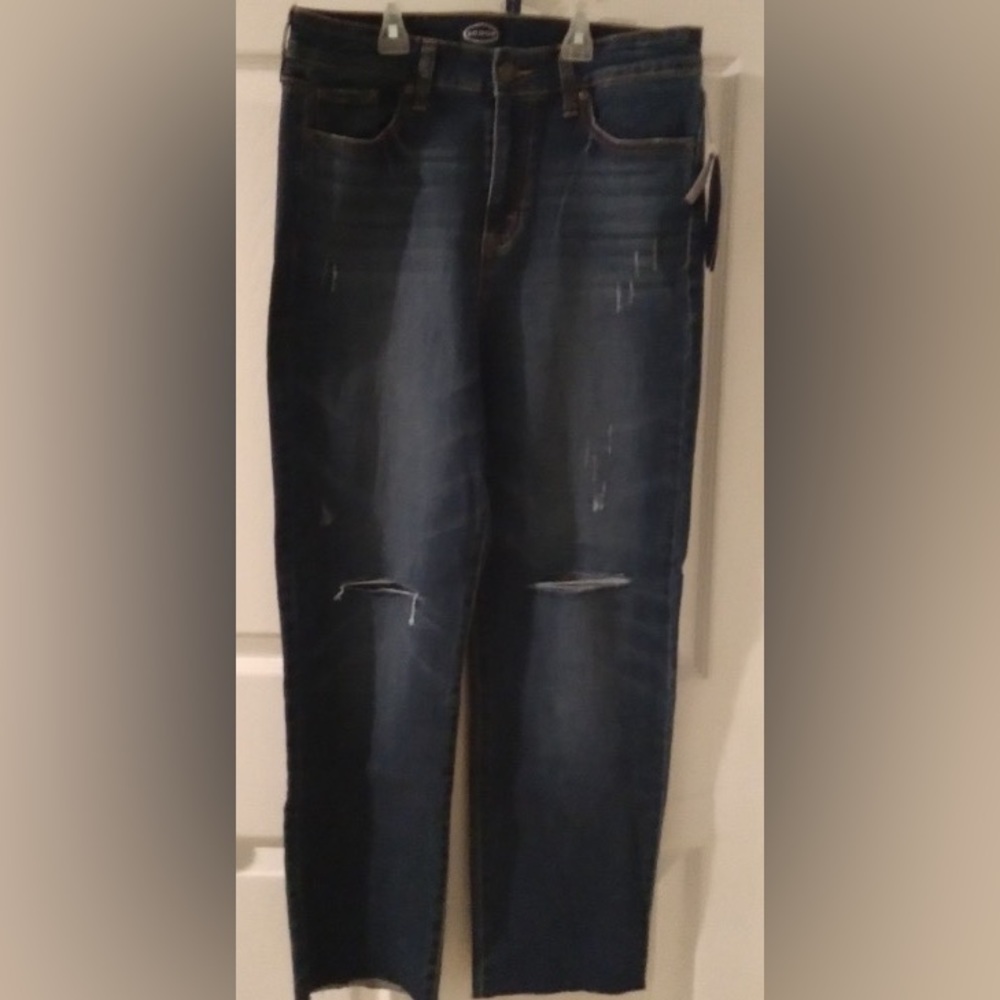 Scoop NYC Distressed Cropped Straight Jeans 10